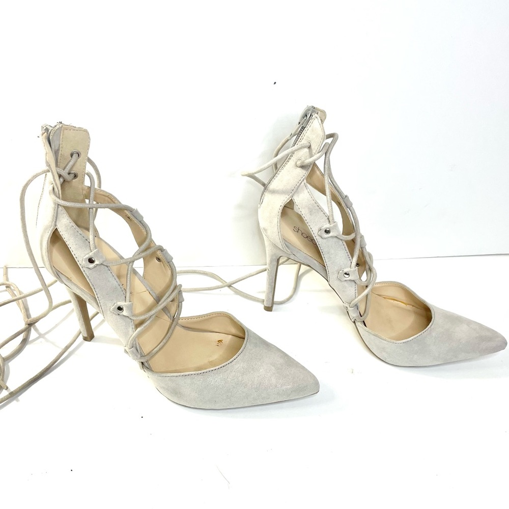 Gray Suede Strap up Heels With Cutouts! 💖💖💖